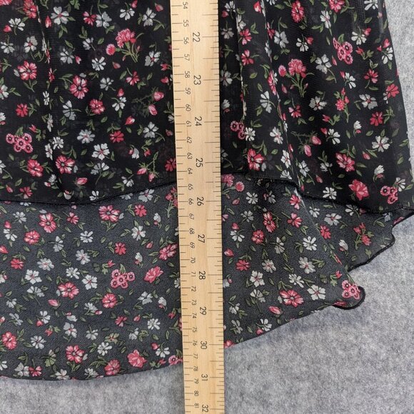 Black floral sleeveless top shirt blouse flowy draped lightweight boho - Large - Picture 4 of 10